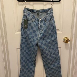 Wild Fable Women's Light Blue Checkered Jeans
